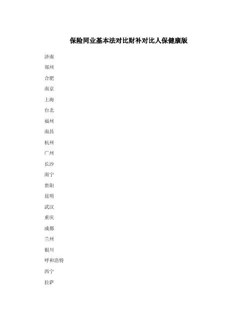 保险同业基本法对比财补对比人保健康版