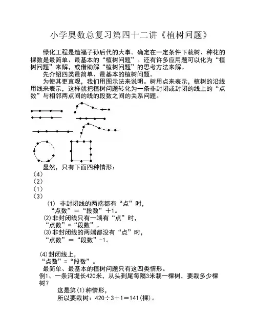 小学奥数总复习第四十二讲《植树问题》