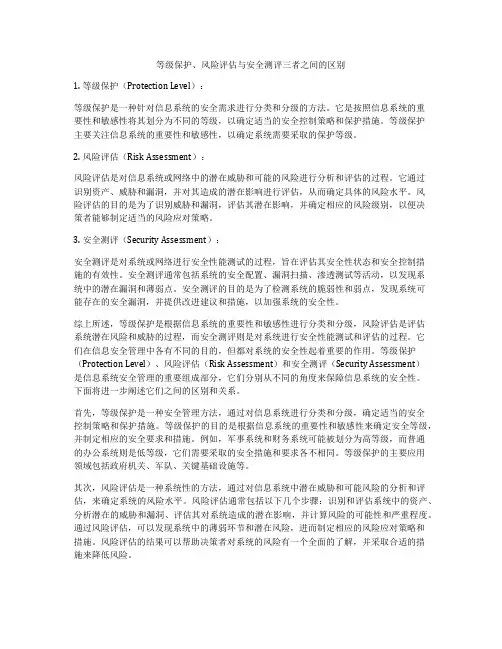 等级保护、风险评估与安全测评三者之间的区别