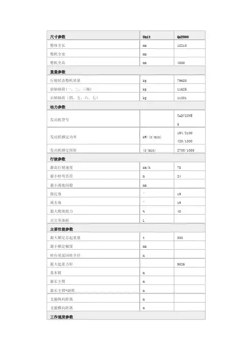 300吨吊车参数