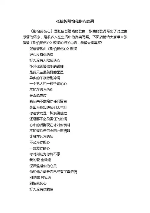 张信哲别怕我伤心歌词