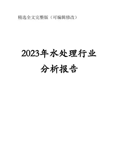 2023年水处理行业分析报告精选全文