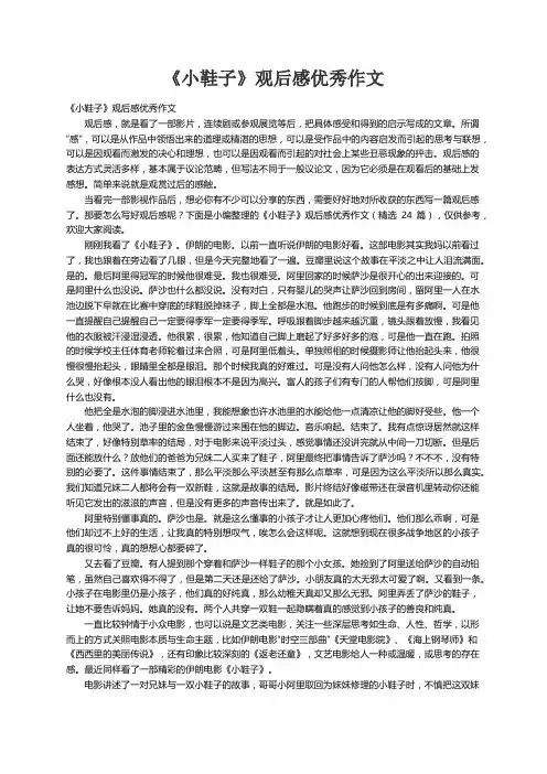 《小鞋子》观后感优秀作文（精选24篇）