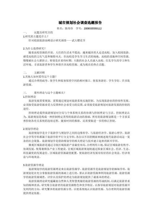 城市规划社会调查选题报告  -陈玮珍