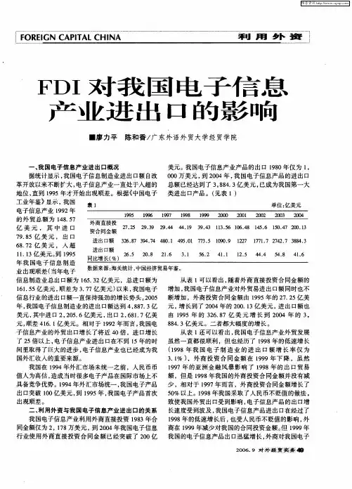 FDI对我国电子信息产业进出口的影响