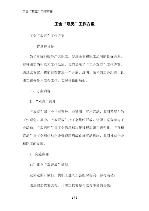 工会“双亮”工作方案简洁范本