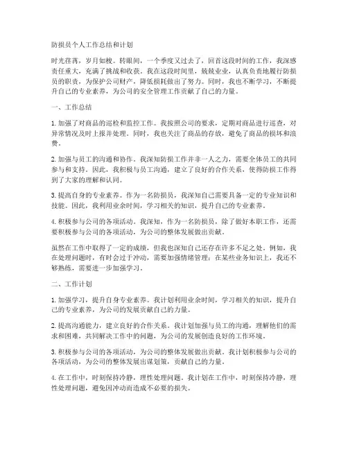 防损员个人工作总结和计划