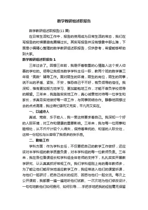 数学教研组述职报告（11篇）