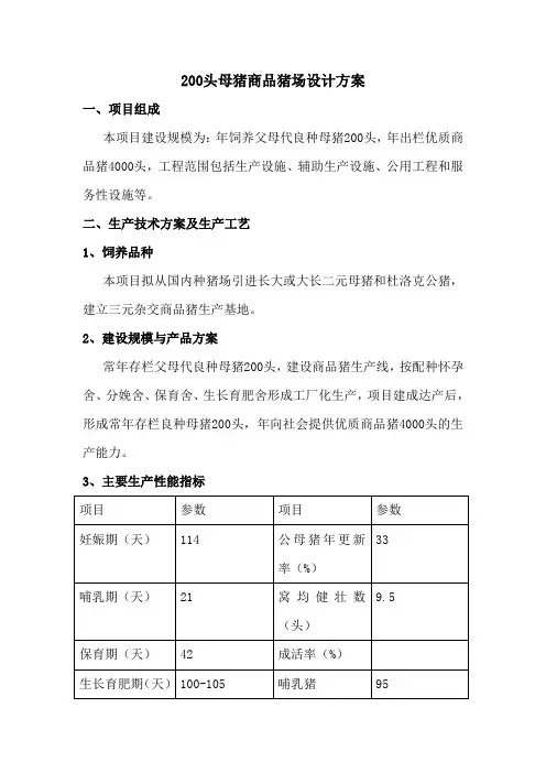200头母猪商品猪场设计方案