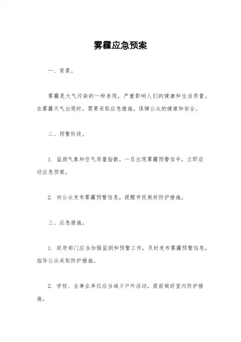 雾霾应急预案