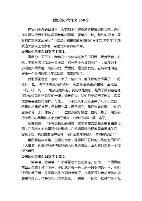 受伤的小鸟作文350字5篇