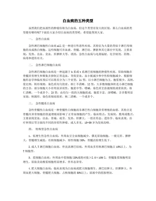 白血病的五种类型