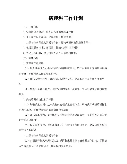 病理科工作计划