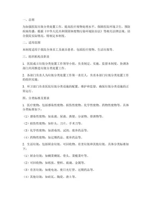 医院垃圾分类处置管理制度