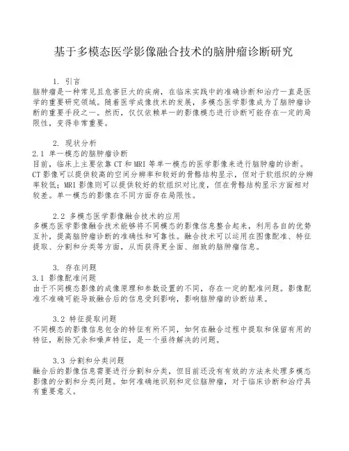 基于多模态医学影像融合技术的脑肿瘤诊断研究