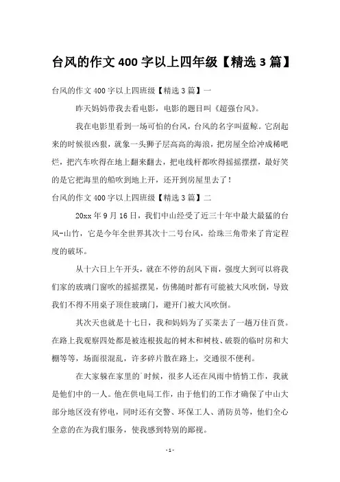 台风的作文400字以上四年级【3篇】