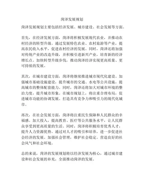 菏泽发展规划