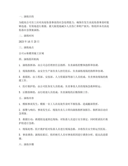 应急预案高处坠落演练