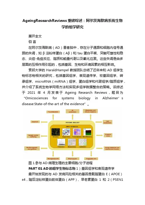 AgeingResearchReviews重磅综述：阿尔茨海默病系统生物学的组学研究