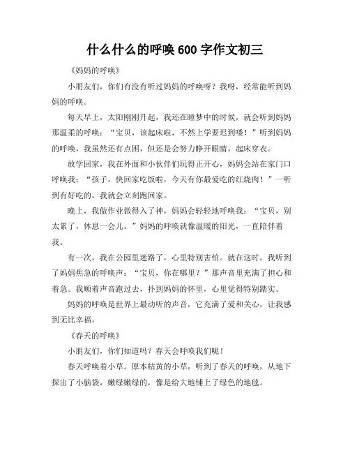 什么什么的呼唤600字作文初三