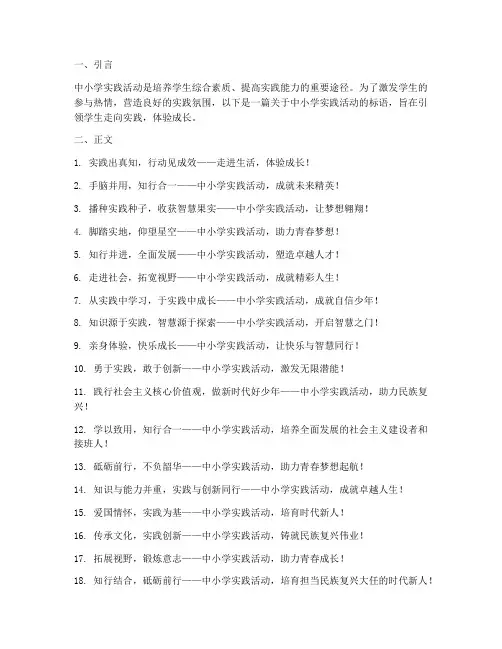 中小学实践活动标语