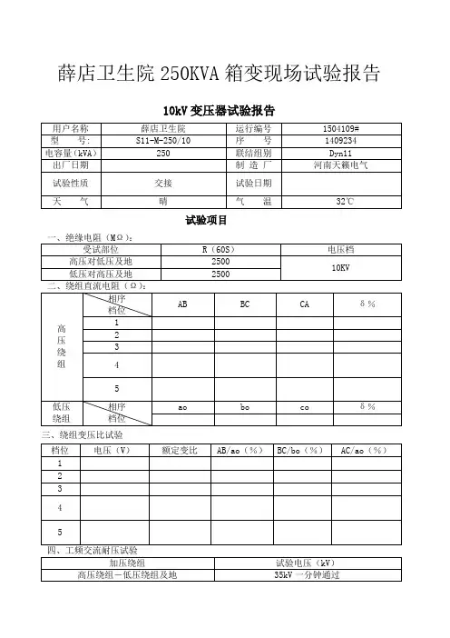 箱变试验报告