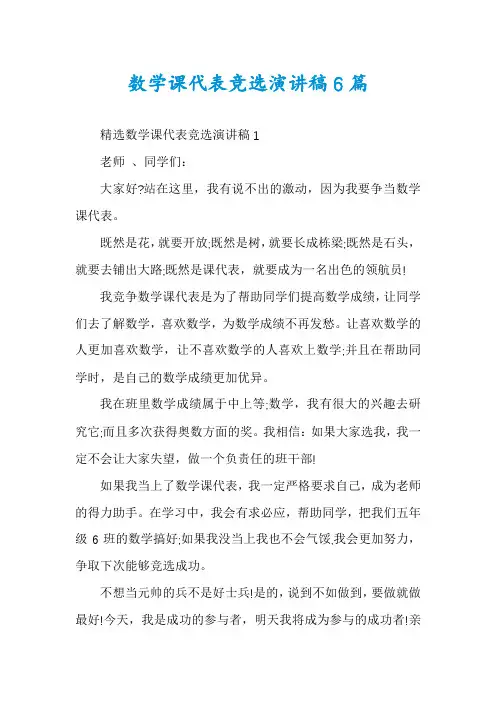 数学课代表竞选演讲稿6篇