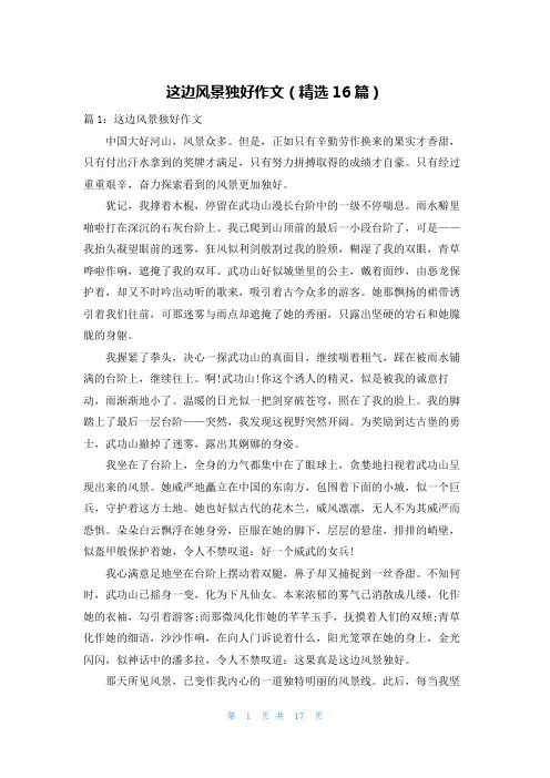 这边风景独好作文(精选16篇)