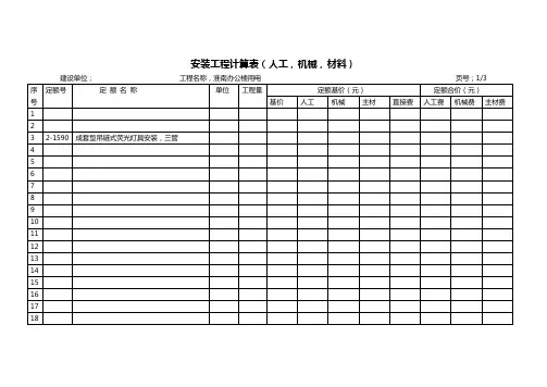 [精品工厂表格]安装工程计算表