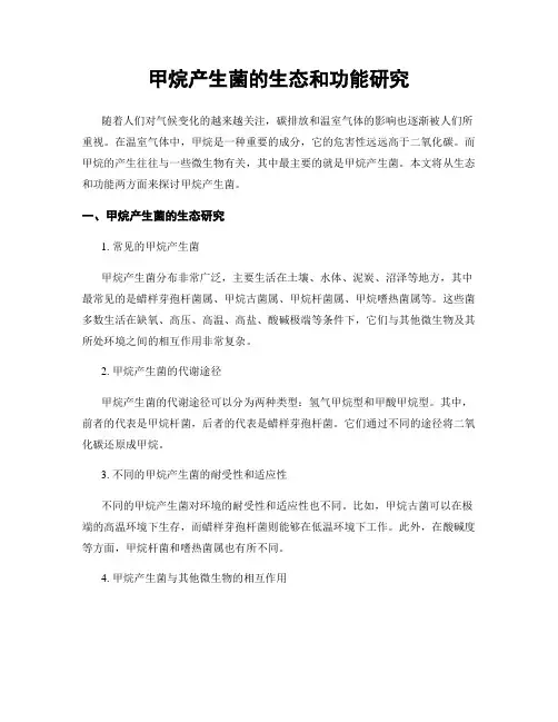 甲烷产生菌的生态和功能研究