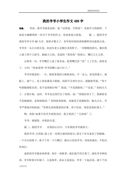 我的爷爷小学生作文400字