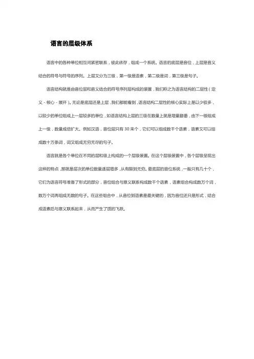 语言的层级体系