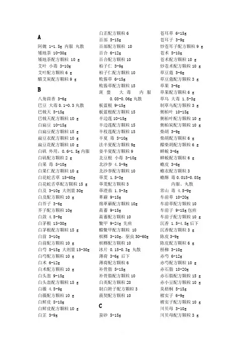 中草药常用剂量总结