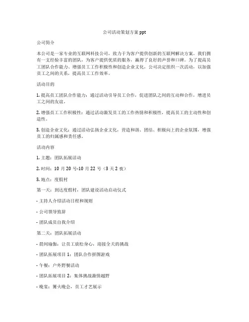 公司活动策划方案ppt