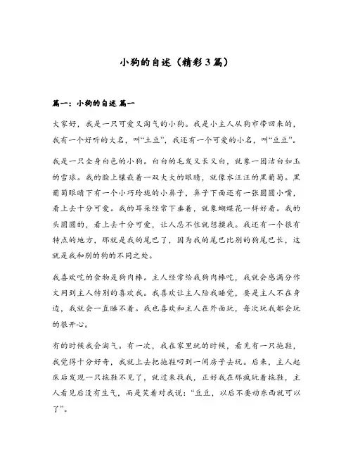 小狗的自述(精彩3篇)