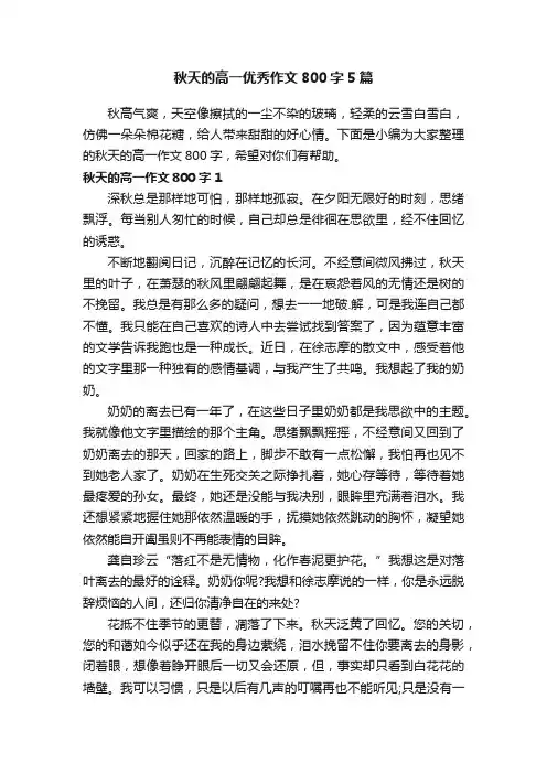 秋天的高一优秀作文800字5篇