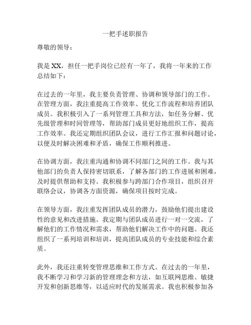 一把手述职报告