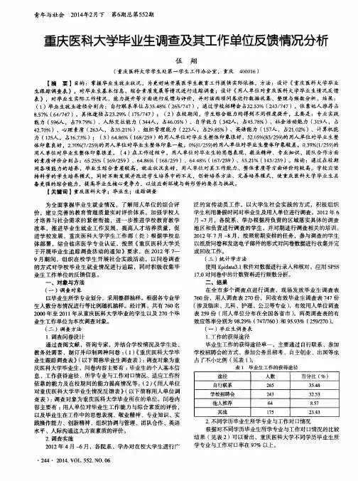 重庆医科大学毕业生调查及其工作单位反馈情况分析