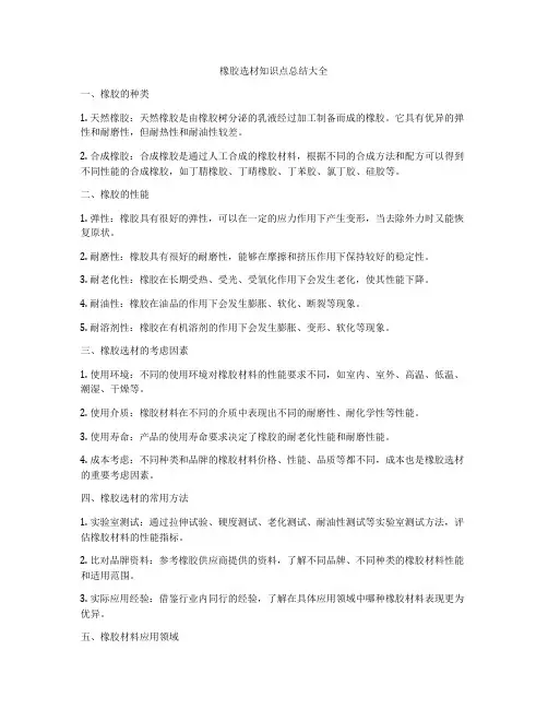 橡胶选材知识点总结大全