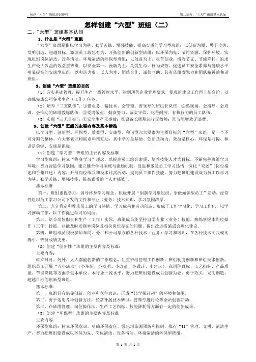 创建“六型”班组培训资料(二)