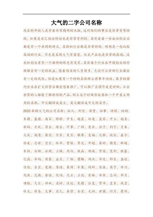 大气的二字公司名称
