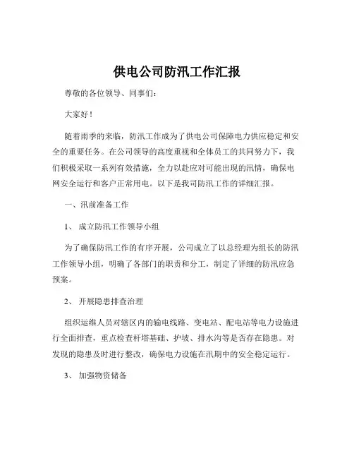 供电公司防汛工作汇报