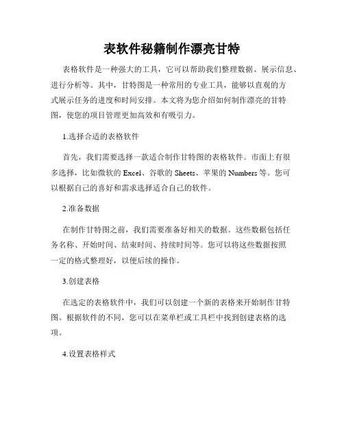 表软件秘籍制作漂亮甘特