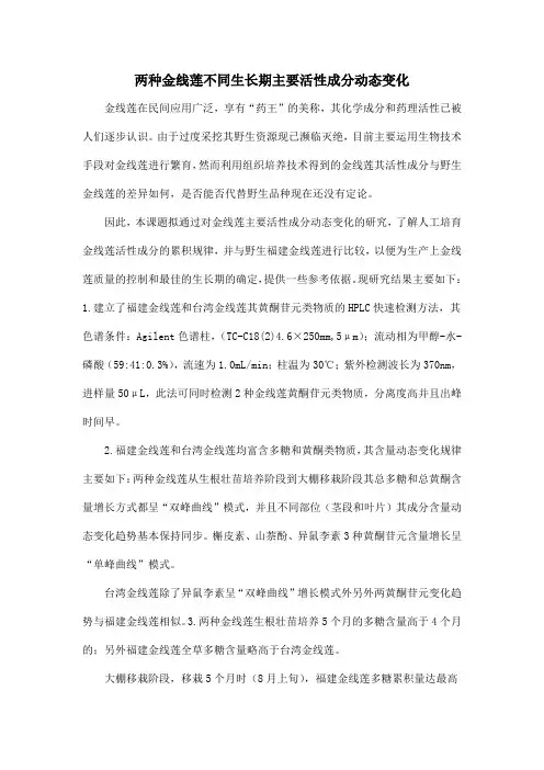 两种金线莲不同生长期主要活性成分动态变化