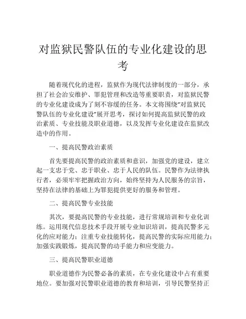 对监狱民警队伍的专业化建设的思考