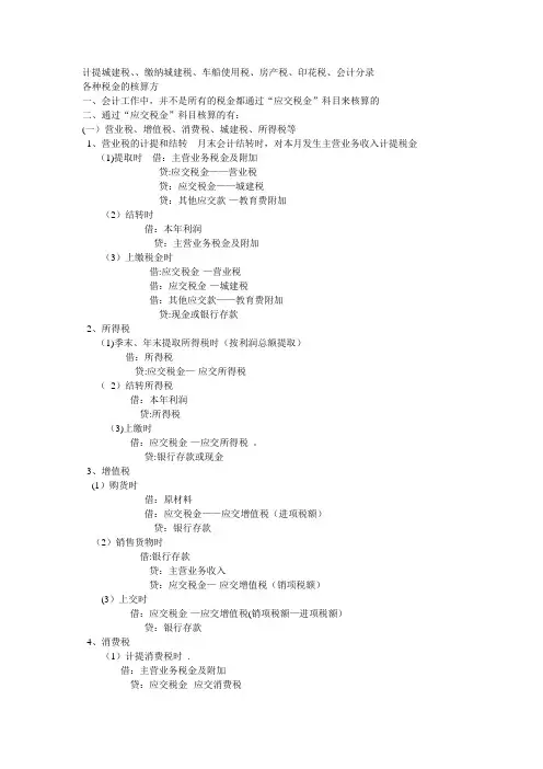 计提各项税费的会计分录