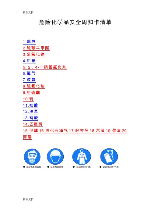 (整理)危险化学品安全周知卡列清单.