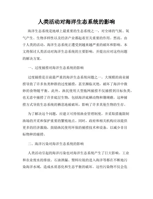人类活动对海洋生态系统的影响
