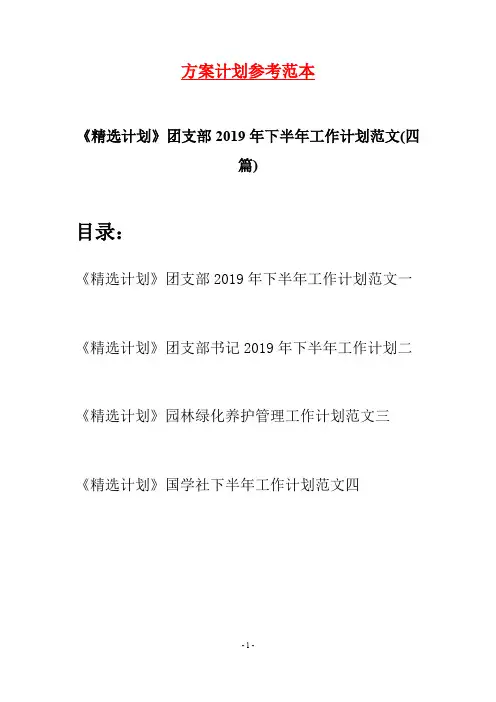 《精选计划》团支部2019年下半年工作计划范文(四篇)