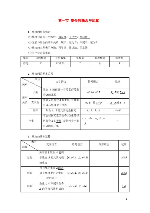 江苏专版高考数学一轮复习第一章集合与常用逻辑用语第一节集合的概念与运算学案理含解析